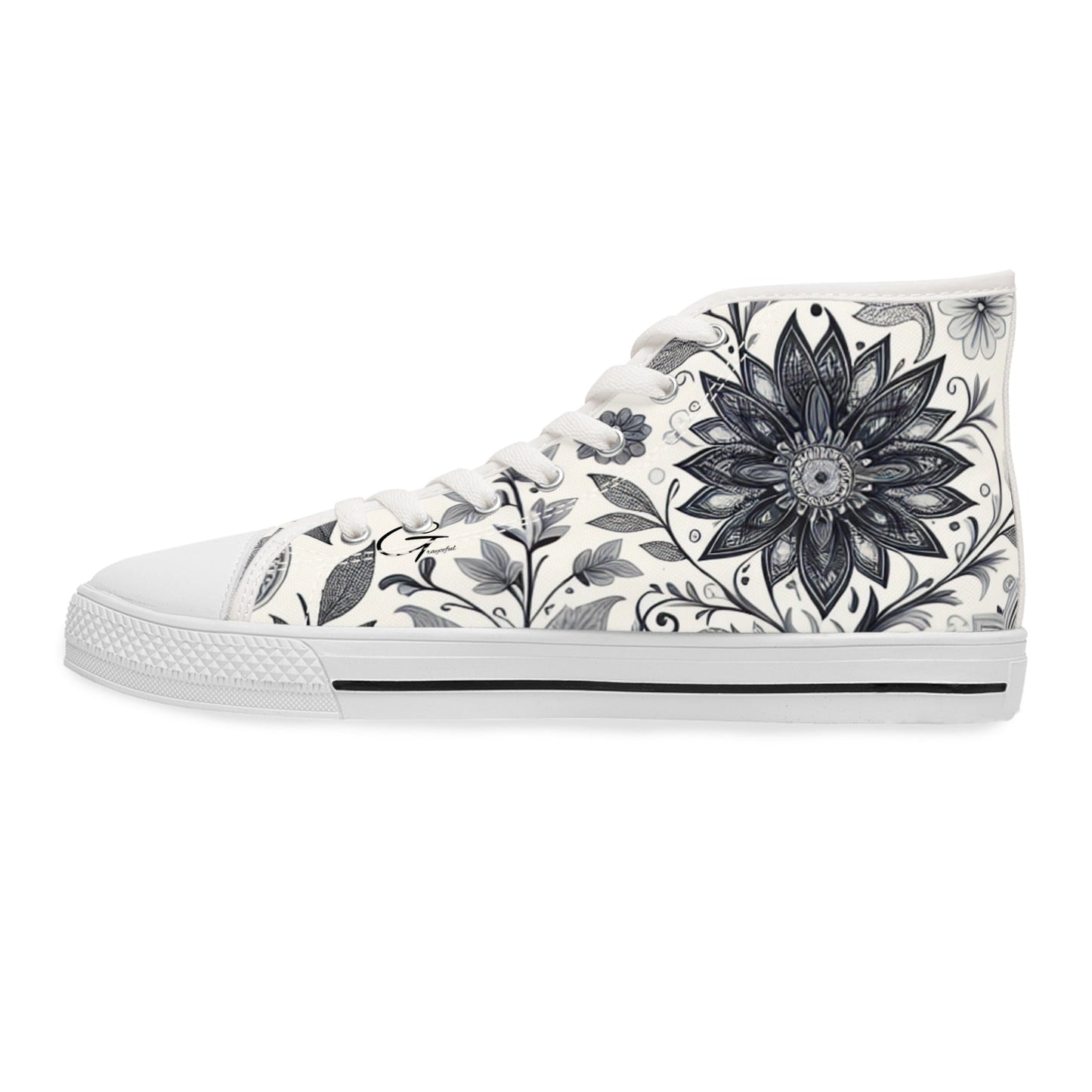 Elegant Floral Women's High Top Sneakers | Stylish Footwear for All Occasions, Casual Wear, Unique Gifts, Trendy Sneakers, Fashion Footwear