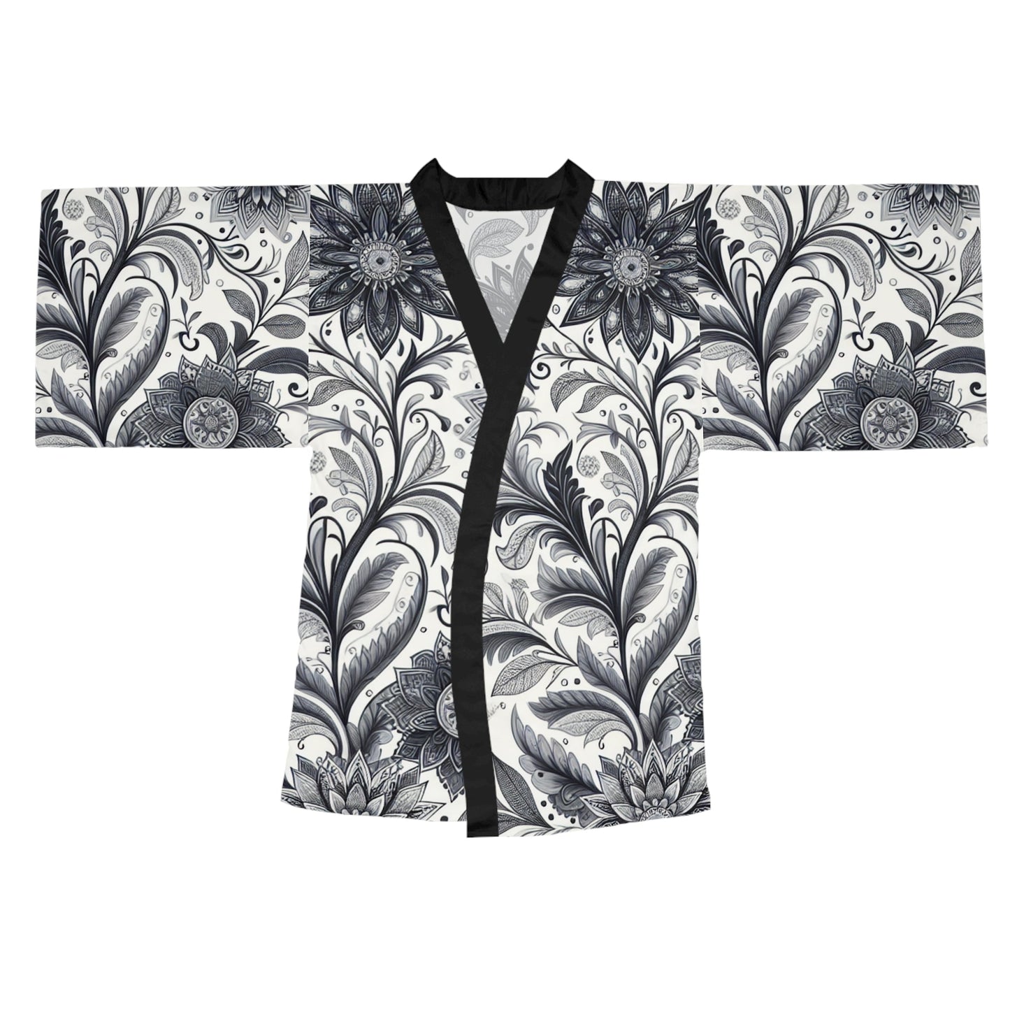 Elegant Floral Long Sleeve Kimono Robe, Stylish Lounge Wear, Perfect for Relaxation, Gift for Her, Home Spa Essentials, Beautiful Design