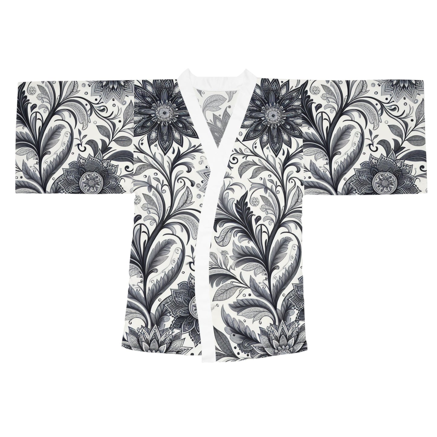 Elegant Floral Long Sleeve Kimono Robe, Stylish Lounge Wear, Perfect for Relaxation, Gift for Her, Home Spa Essentials, Beautiful Design