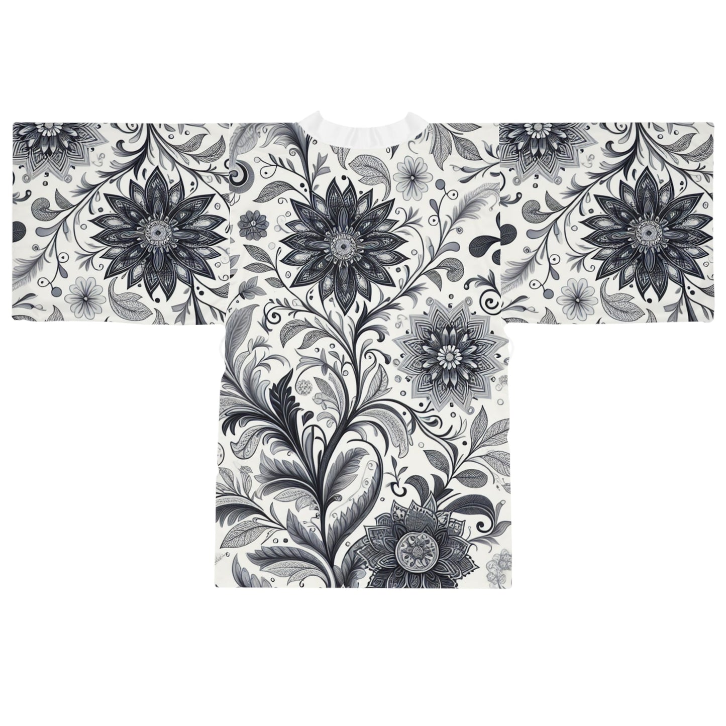Elegant Floral Long Sleeve Kimono Robe, Stylish Lounge Wear, Perfect for Relaxation, Gift for Her, Home Spa Essentials, Beautiful Design